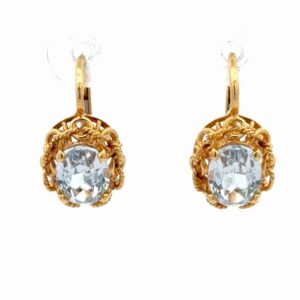 Lady's Synthetic Spinel 18K Estate Earrings 077226