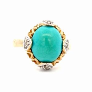 Turquoise & Diamond Ladies Estate Ring 077300