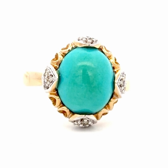 Turquoise & Diamond Ladies Estate Ring 077300