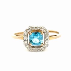Blue Topaz & Diamond Ladies Estate Ring 077302