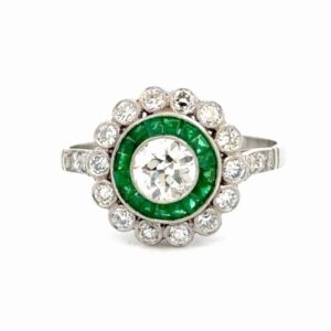 Emerald & Diamond Platinum Estate Ring 077306