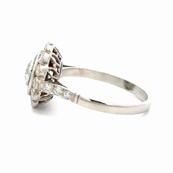Emerald & Diamond Platinum Estate Ring 077306 - Image 2