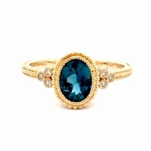 Blue Topaz & Diamond Ladies Estate Ring 077307