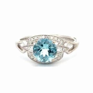 Aquamarine & Diamond Ladies Estate Ring 077308