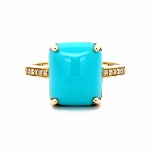 Turquoise & Diamond Ladies Estate Ring 077309