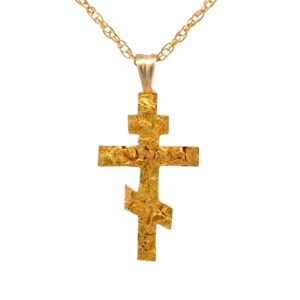 Estate Gold Nugget Russian Cross Pendant 078342