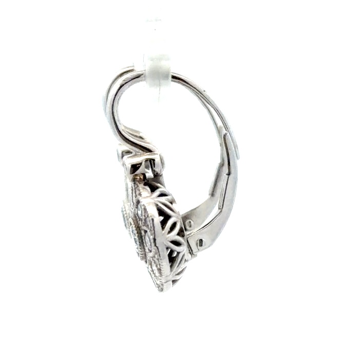 18K & Diamond Lady's Lever Back Earrings 078347 - Image 2