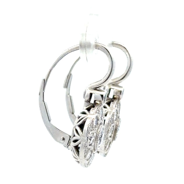 18K & Diamond Lady's Lever Back Earrings 078347 - Image 4