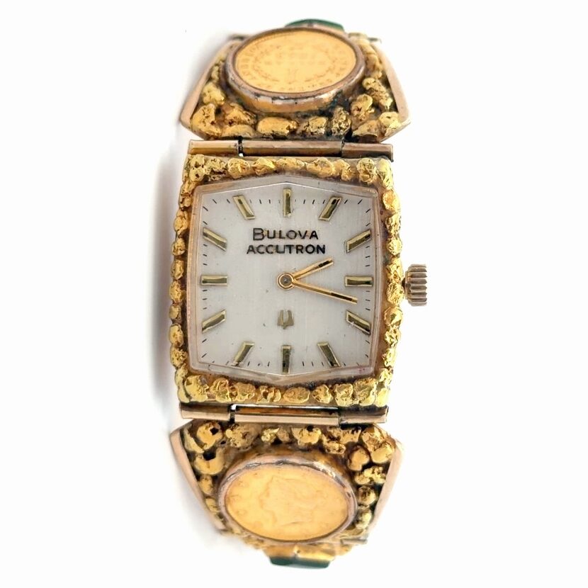 Bulova Accutron Gold Nugget & Gold Coin Mid-Sized Estate Watch 078354