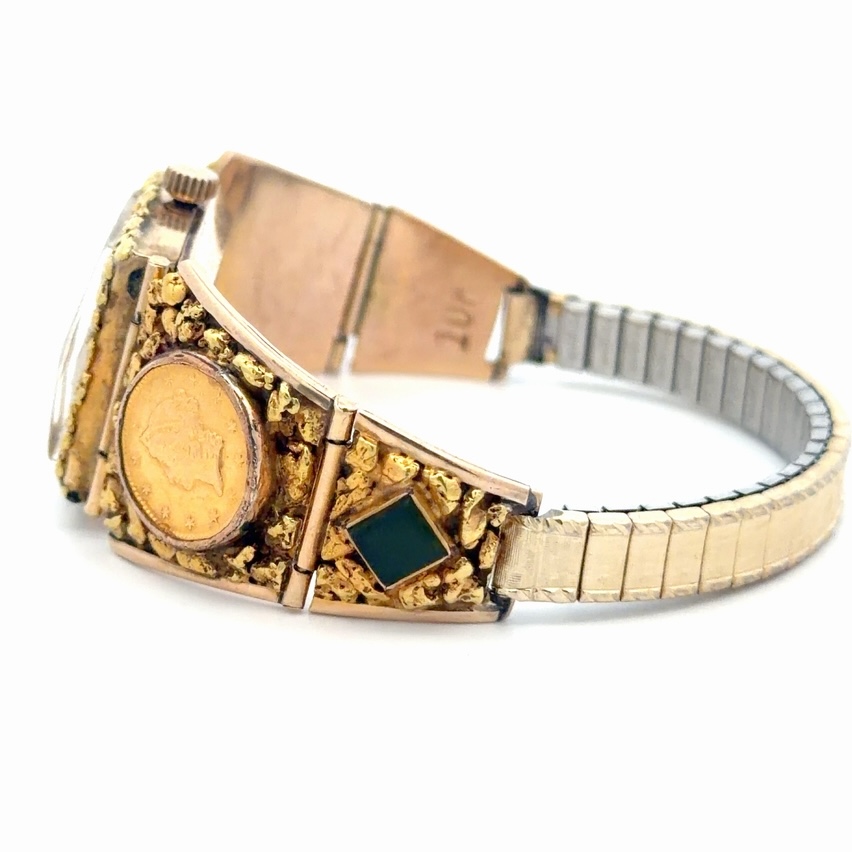 Bulova Accutron Gold Nugget & Gold Coin Mid-Sized Estate Watch 078354 - Image 2