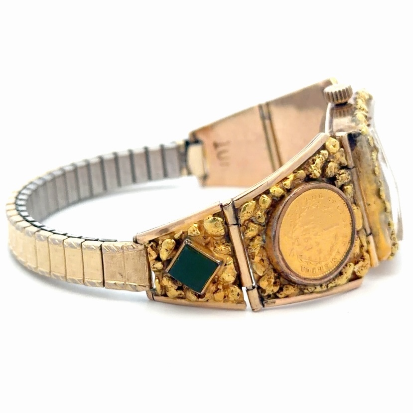 Bulova Accutron Gold Nugget & Gold Coin Mid-Sized Estate Watch 078354 - Image 4