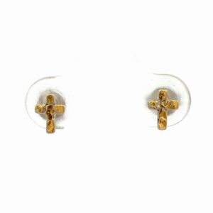 Tiny Cross Sterling Silver & Gold Nugget Earrings EP031