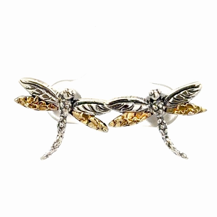 Dragonfly Sterling Silver & Gold Nugget Earrings EP076