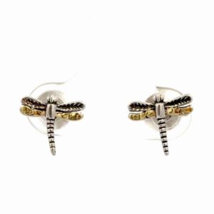 Small Dragonfly Sterling Silver & Gold Nugget Earrings EP077