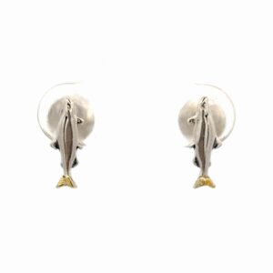 Tiny Salmon Sterling Silver & Gold Nugget Earrings EP192