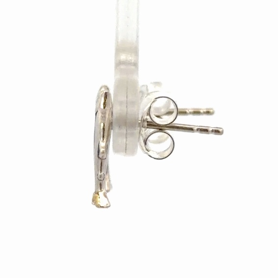Tiny Salmon Sterling Silver & Gold Nugget Earrings EP192 - Image 2