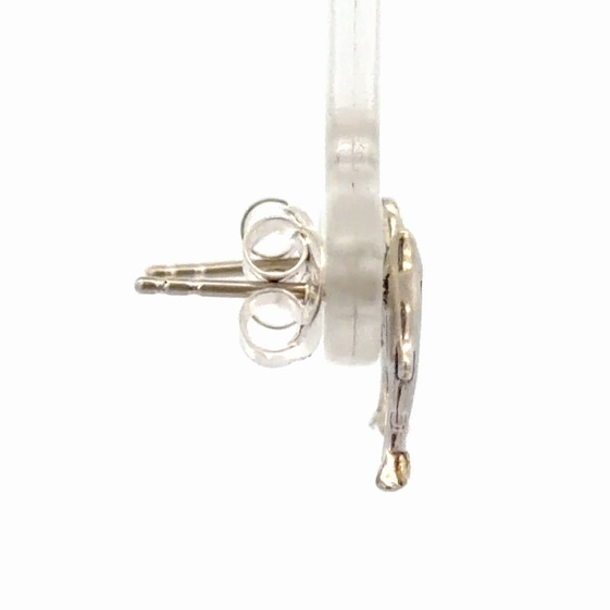 Tiny Salmon Sterling Silver & Gold Nugget Earrings EP192 - Image 4