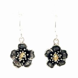 Lady's Sitka Rose Sterling Silver & Gold Nugget Earrings EW048