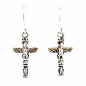 Totem Pole Sterling Silver & Gold Nugget EarringsEW078