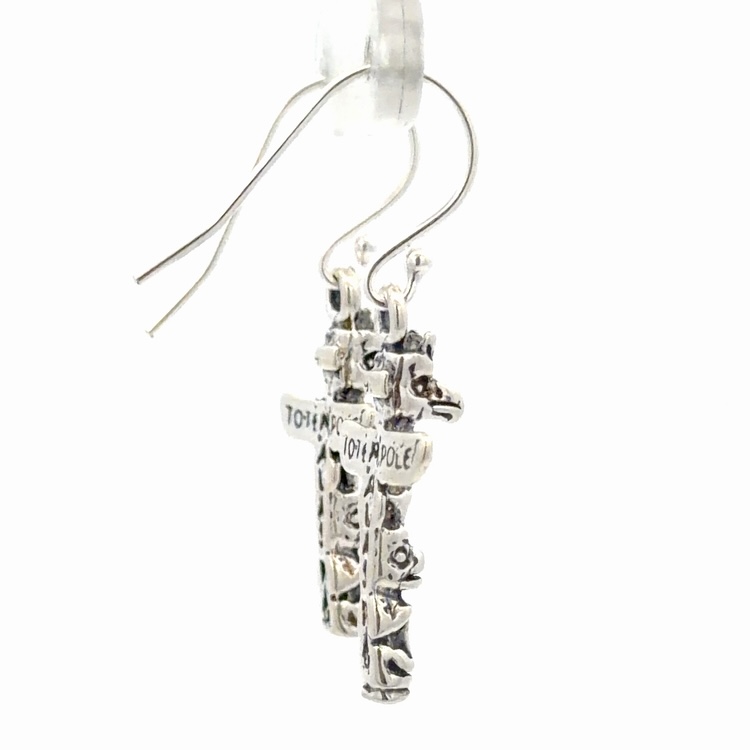 Totem Pole Sterling Silver & Gold Nugget EarringsEW078 - Image 4