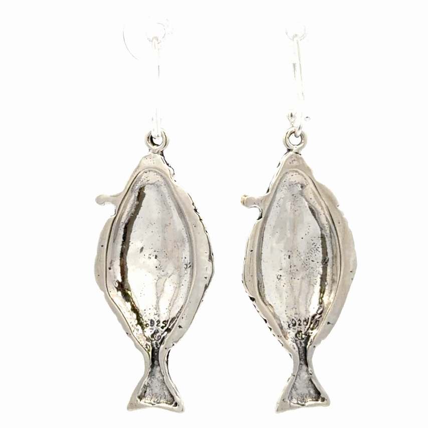 Large Sterling Silver & Gold Nugget Halibut Earrings EW095 - Image 3