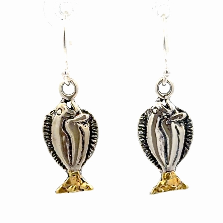 Halibut Sterling Silver & Gold Nugget Earrings EW100