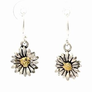 Daisy Sterling Silver & Gold Nugget Earrings EW102_