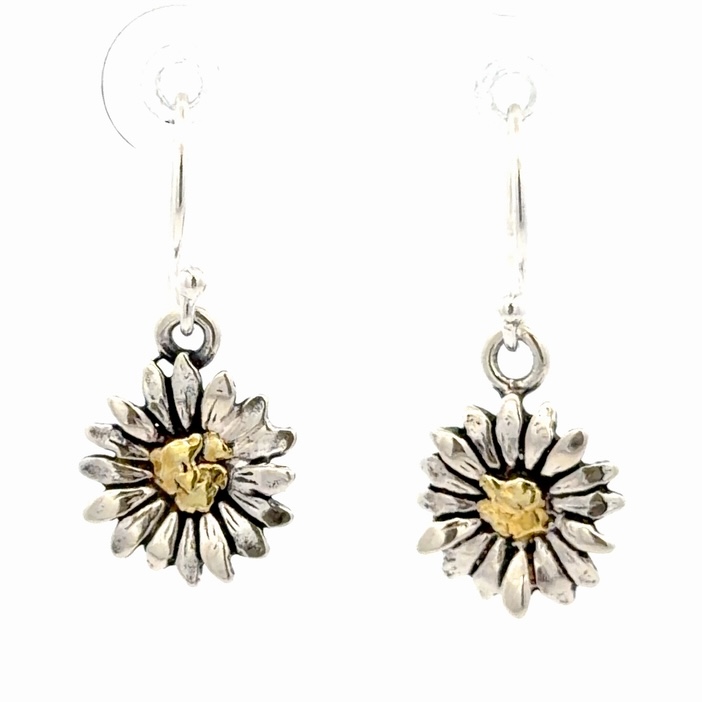 Daisy Sterling Silver & Gold Nugget Earrings EW102_