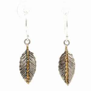 Leaf Sterling Silver & Gold Nugget Earrings EW181