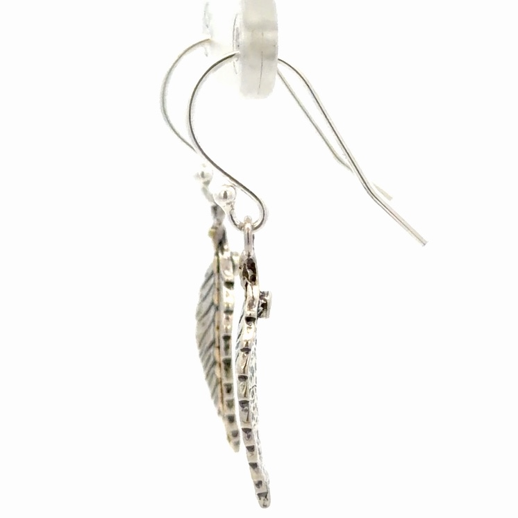 Leaf Sterling Silver & Gold Nugget Earrings EW181 - Image 2