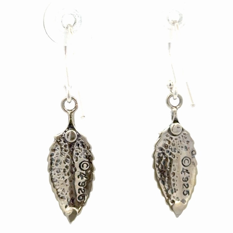 Leaf Sterling Silver & Gold Nugget Earrings EW181 - Image 3