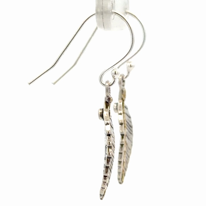 Leaf Sterling Silver & Gold Nugget Earrings EW181 - Image 4