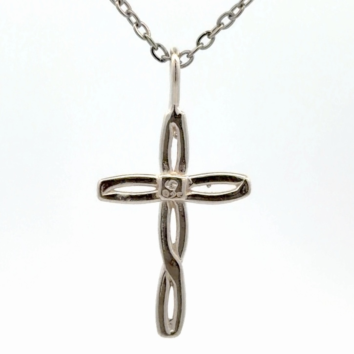 Ribbon Cross Sterling Silver & Gold Nugget Pendant N026 - Image 3