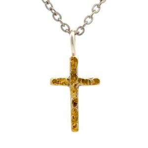 Gold Nugget & Sterling Silver Cross Pendant N035