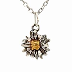 Daisy Sterling Silver & Gold Nugget Pendant N098