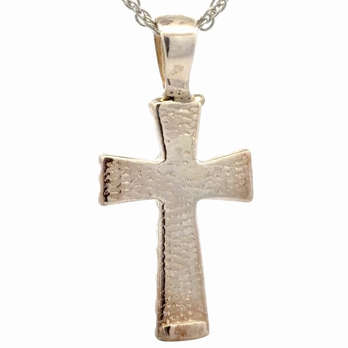 Sterling Silver & Gold Nugget Cross Pendant PCR8NSS - Image 3