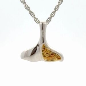 Whale Tail Sterling Silver & Gold Nugget Pendant PDLWT12NSS