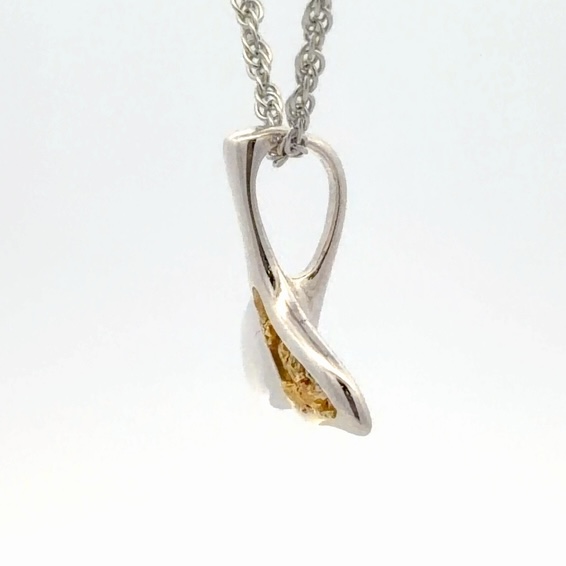 Whale Tail Sterling Silver & Gold Nugget Pendant PDLWT12NSS - Image 2