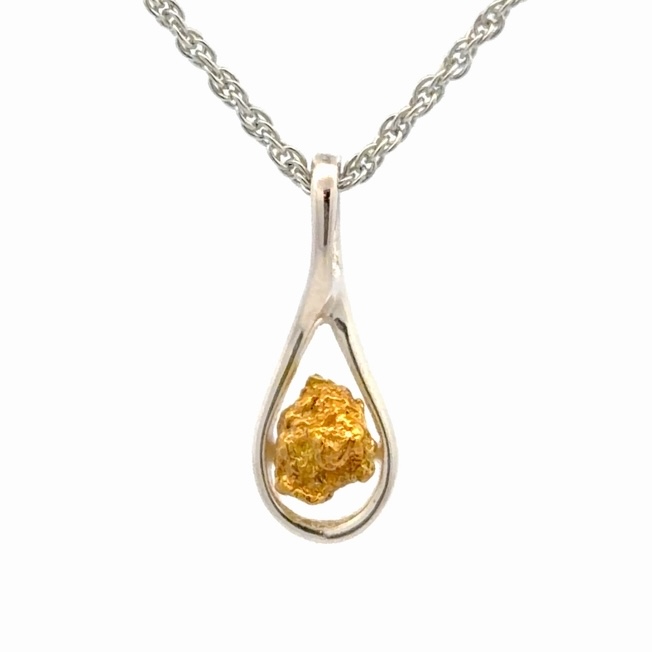 Sterling Silver & Gold Nugget Pendant PN309NSS