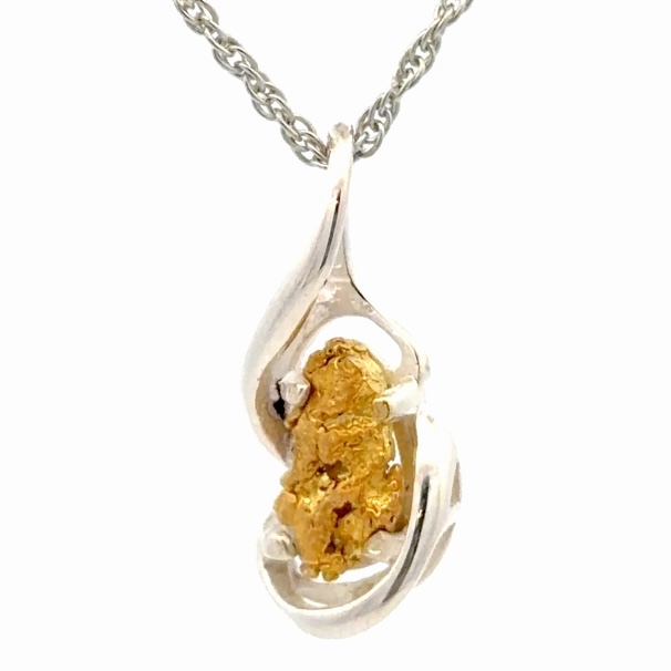 Gold Nugget & Sterling Silver Pendant PN784SNSS