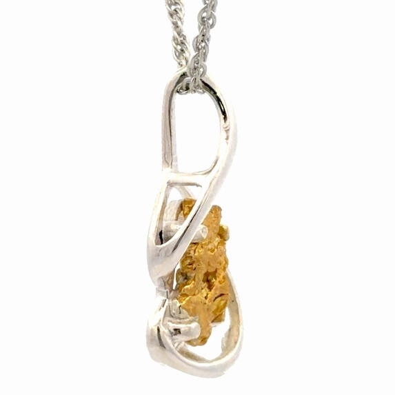 Gold Nugget & Sterling Silver Pendant PN784SNSS - Image 4