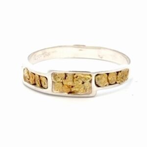 Sterling Silver & Gold Nugget Lady's Band RL1100NSS