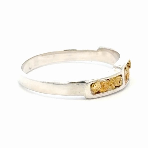 Sterling Silver & Gold Nugget Lady's Band RL1100NSS - Image 4