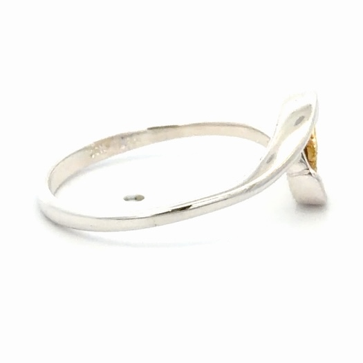 Simple Sterling Silver & Gold Nugget Lady's Ring RL621NSS - Image 4