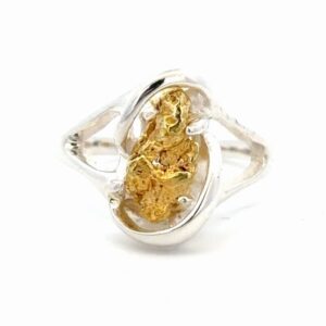 Sterling Silver & Gold Nugget Free Form Lady's Ring RL784SNSS