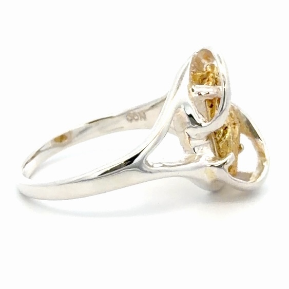 Sterling Silver & Gold Nugget Free Form Lady's Ring RL784SNSS - Image 4