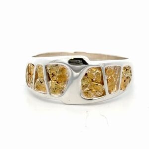 Channeled Sterling Silver & Gold Nugget Lady's Ring RL882NSS