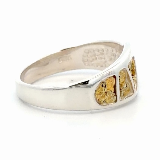 Channeled Sterling Silver & Gold Nugget Lady's Ring RL882NSS - Image 4