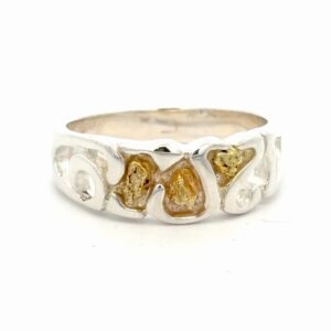 Unique Sterling Silver & Gold Nugget Lady's Ring RLLW14NSS