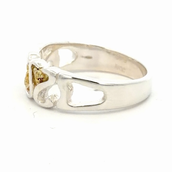 Unique Sterling Silver & Gold Nugget Lady's Ring RLLW14NSS - Image 2
